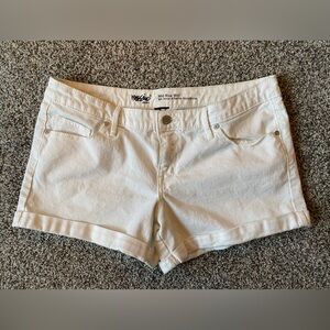Mossimo denim shorts. Mid rise midi. White. Size 12.